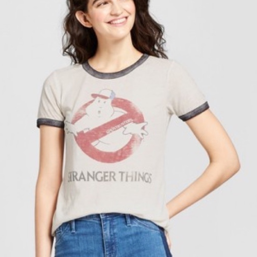 Stranger Things Ghostbusters Graphic Burnout Tee L